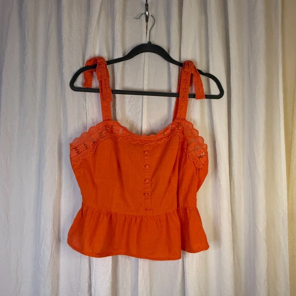 Elegant Orange Lace Trim Camisole